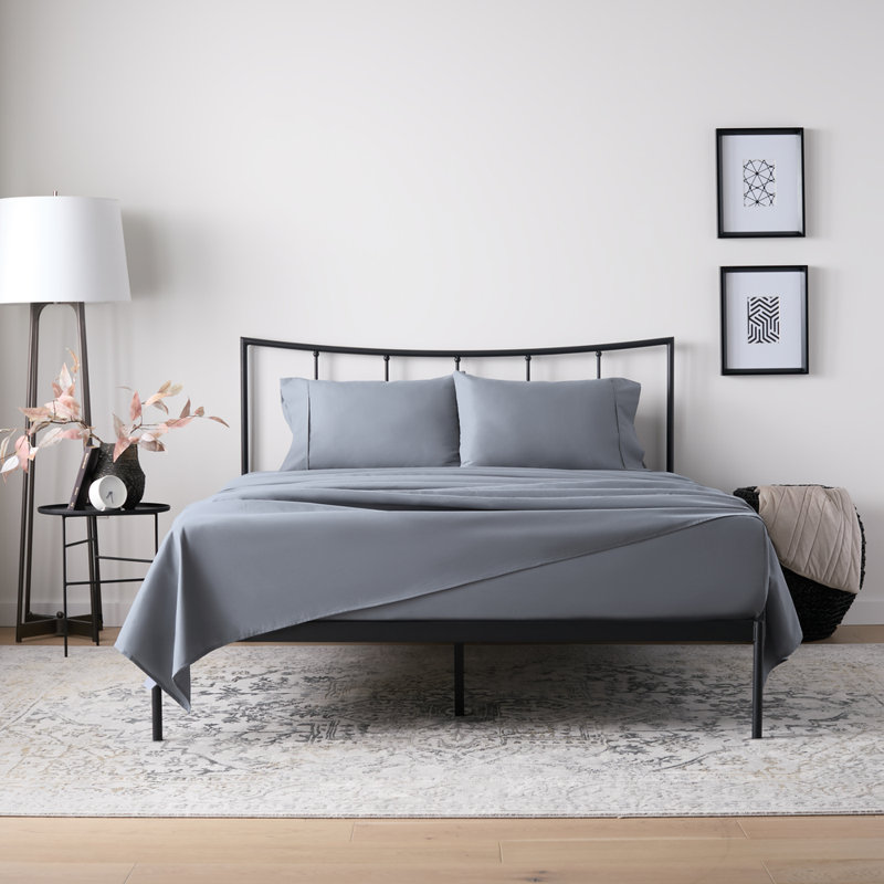 Ensemble de draps en microfibre 90 g / m², taille simple, gris anthracite - Ensemble de draps 3 pièces avec drap-housse, drap plat et taie d'oreiller, microfibre brossée douce, résistante au rétrécissement