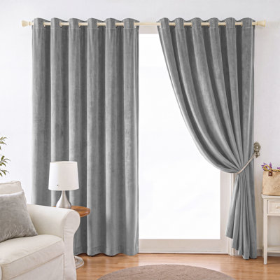 Myron Heavy Crushed Velvet Eyelet Room Darkening Thermal Drape Curtains