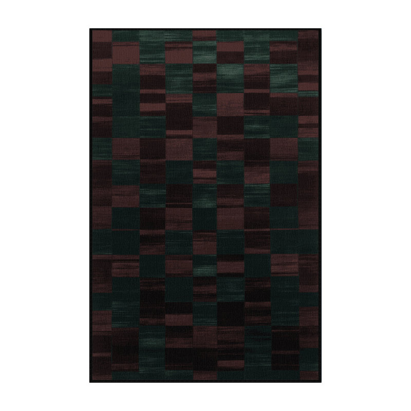 Tapis damier noir lavable à la machine, Rectangle 6 pi x 9 pi