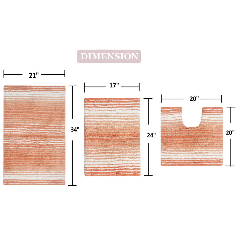 Sewell Bath Rug Set, Coral