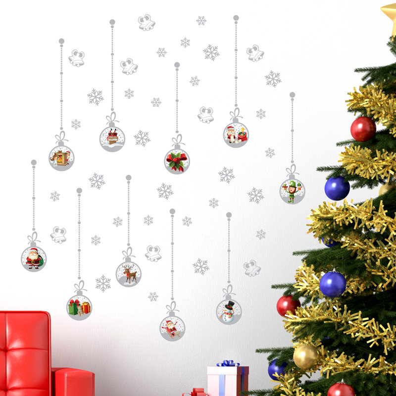 Décalcomanie murale ornements de noël, argent