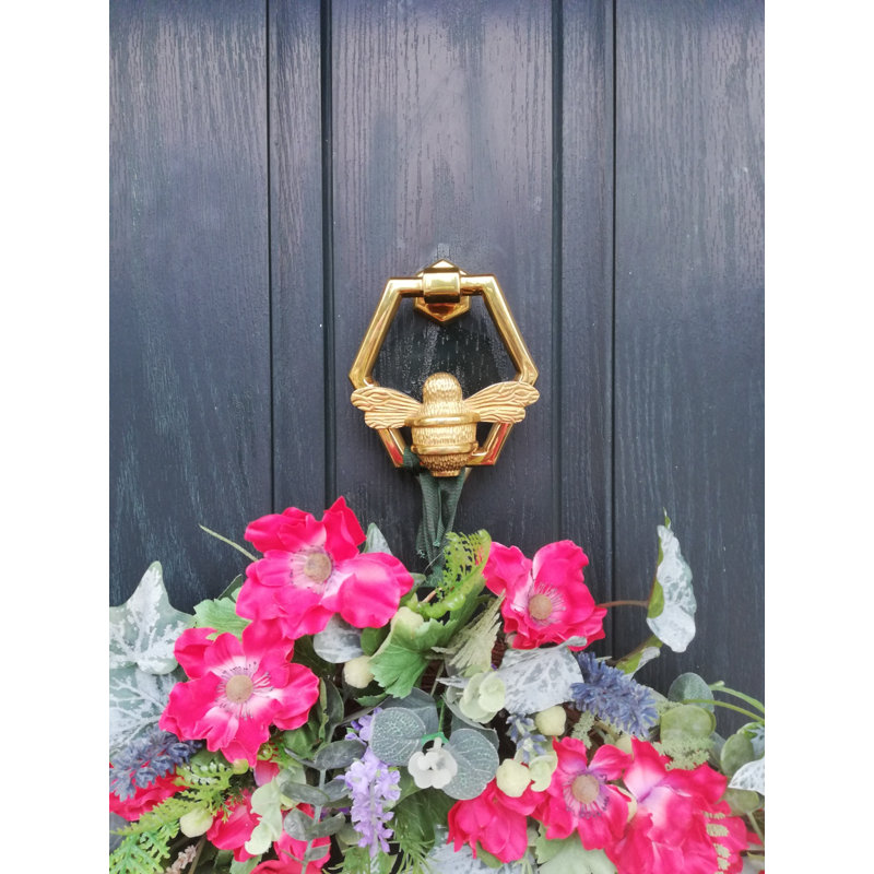 Jeannine Black Hexagon Bee Door Knocker, Brass