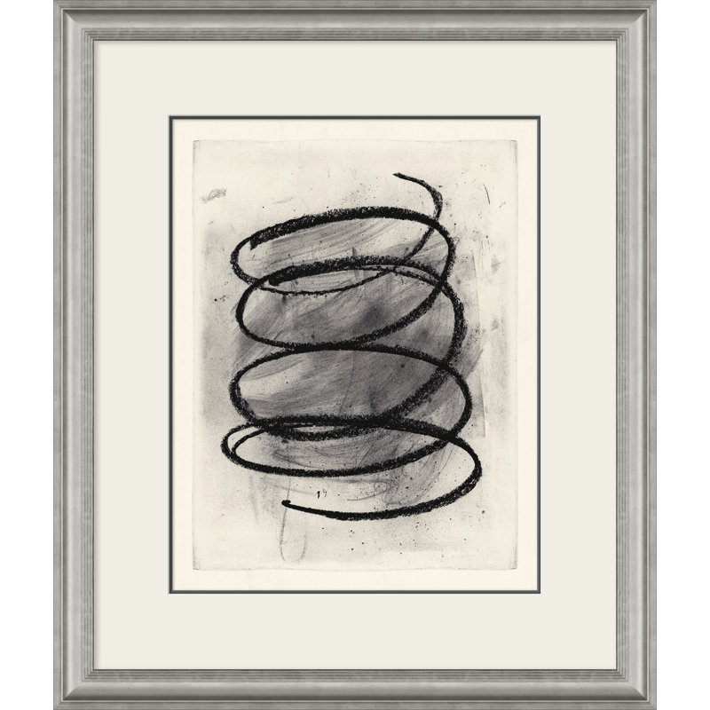 «Black Swirl No. 1» par David Phoenix - peinture encadrée sur papier