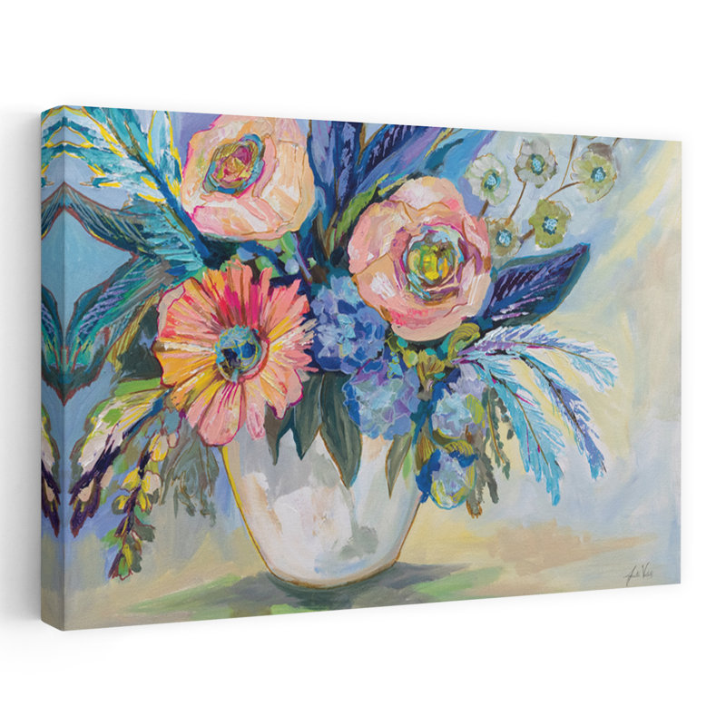 Garden Love - bouquet de fleurs bleu contemporain - vert, H 36 po x l 24 po