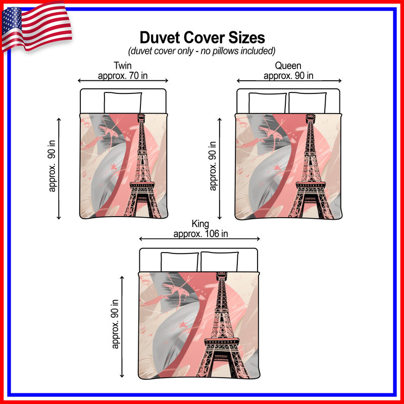 Housse de couette Tour Eiffel Bedding Architecture Modern, Très grand lit