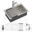 Évier de cuisine encastré à simple cuve en acier inoxydable de calibre 16 L 33 po x l 22 po-121281734-124062423
