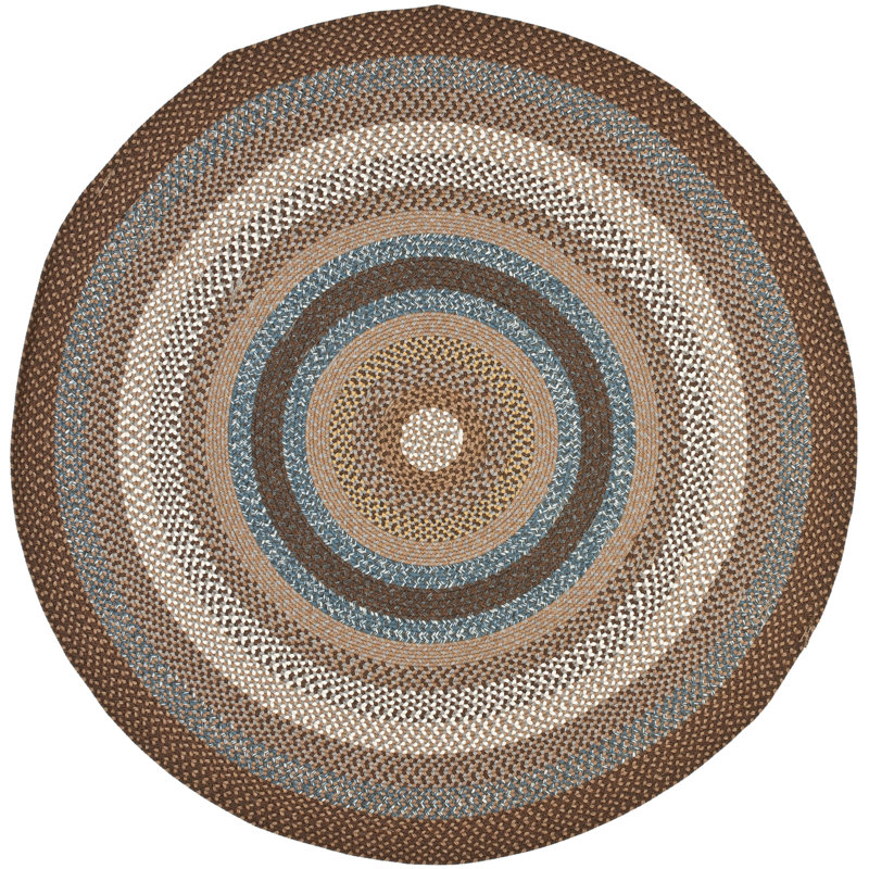 Tapis d'intérieur / extérieur géométrique tissé à la main Liptak, Rond 4 pi