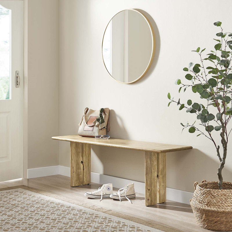 Modway Amistad Wood Bench, Oak, 18.5" H x 58" W x 15" D