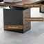 Bureau rectangulaire à 3 tiroirs en bois massif noir et brun noisette-326250528