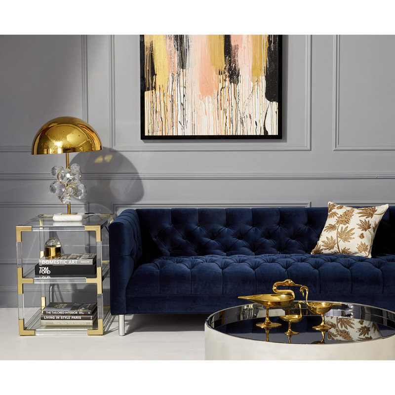 Jacques 2 Tier Table, Brushed Brass/Clear