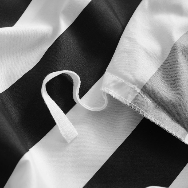 Twin Black and White Striped Microfiber Duvet Cover Set