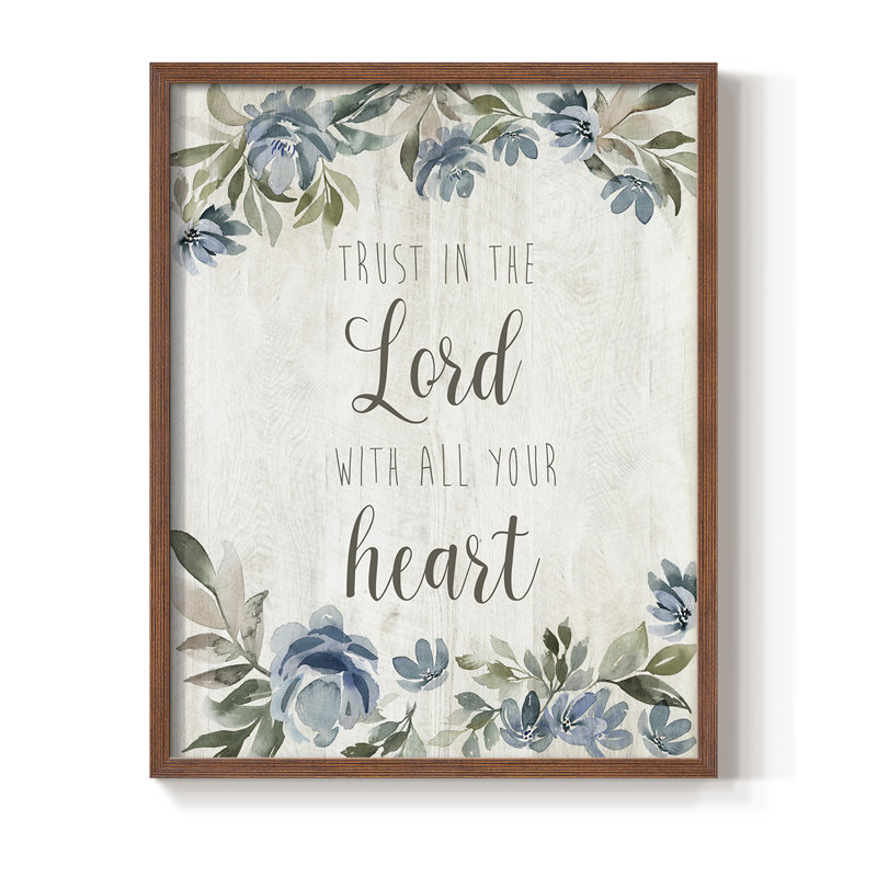 «Trust in the Lord», reproduction encadrée - bois massif, H 21 po x l 17 po, Noyer