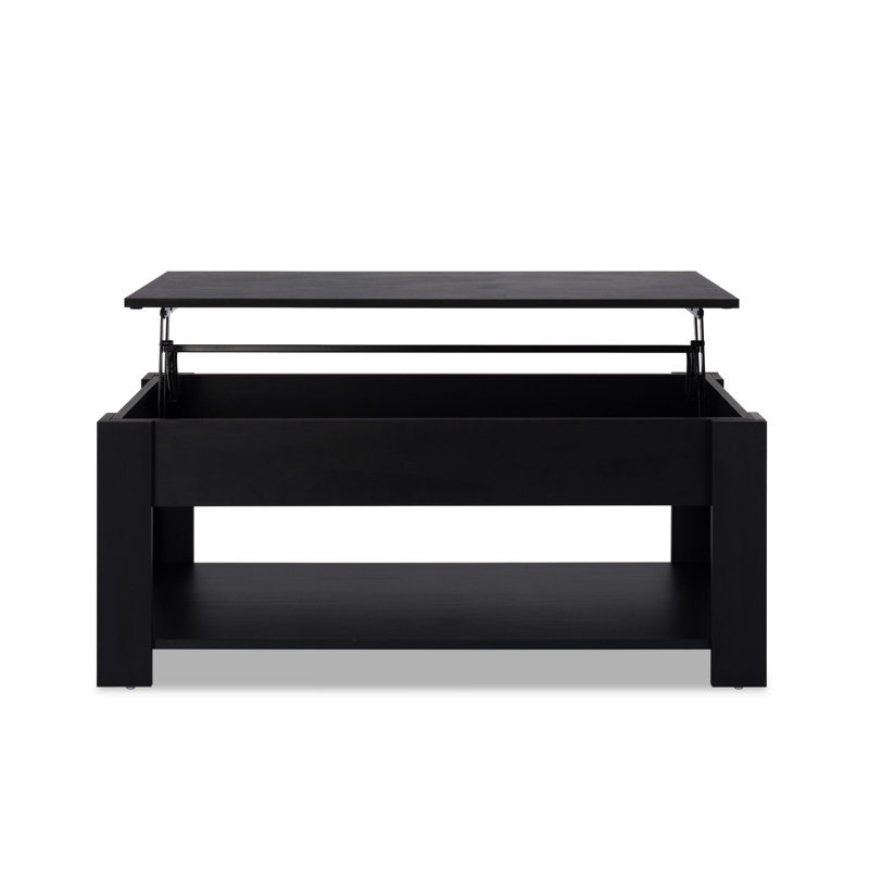 Table basse à plateau relevable avec rangement, Noir