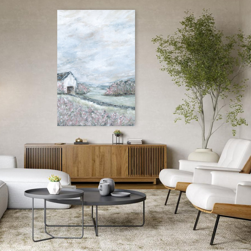 Été, abstrait, paysage contemporain, architecture, art, H 48 po x l 32 po