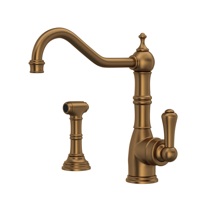 Edwardian Single Handle Kitchen Faucet with Side Spray, English Bronze