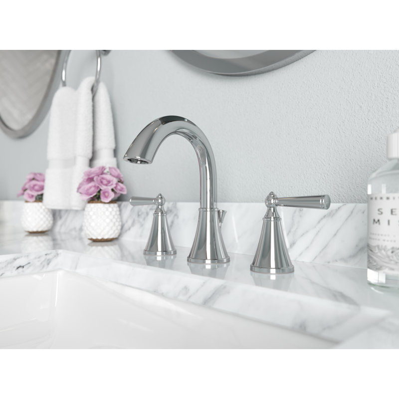 Polished Chrome Double Handle Widespread Bathroom Faucet