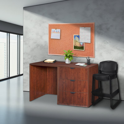 Nickyla L-shaped desk with double pedestal drawer