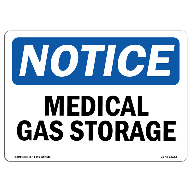 Décalcomanie médicale pour rangement de gaz 7 po x 5 po, H 5 po x l 7 po x P 0,1 po