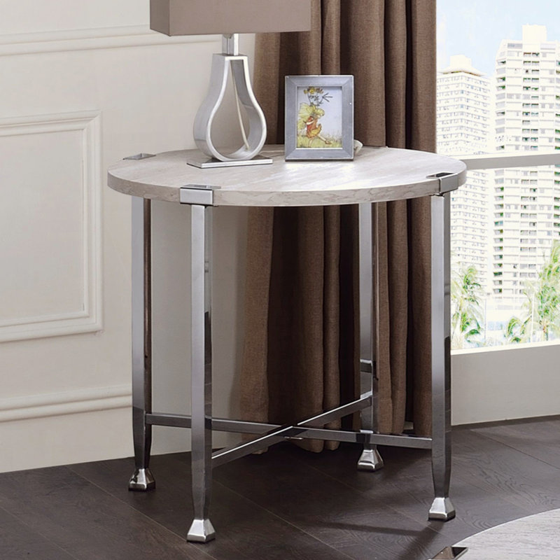 Table de bout ronde avec support en forme de X