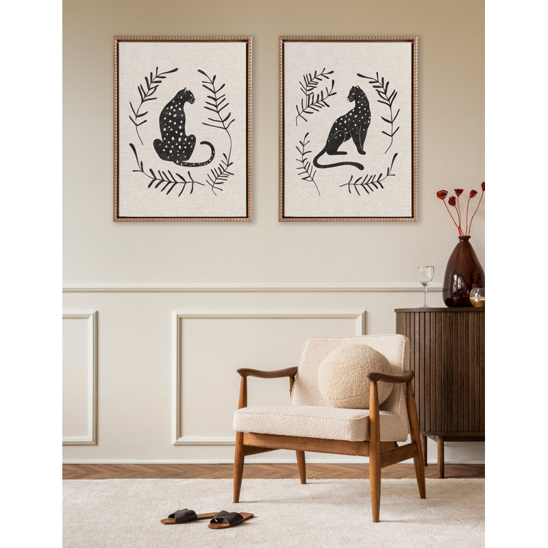 «Jungle Black» et «Jungle Black 2 Neutral Linen Bright» par Alexander Ginzburg, ensemble d'art mural sur toile