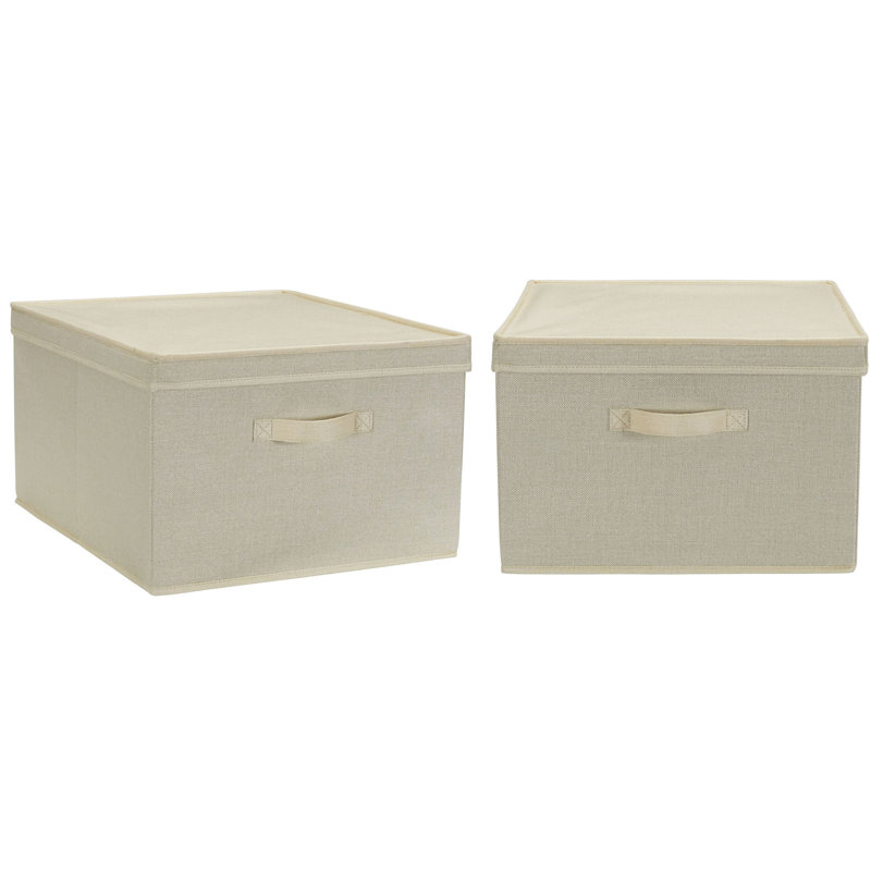 Jumbo Cream Fabric Storage Bins with Handles, Set of 2