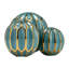 Orbes décoratifs côtiers bleus et dorés - sphères décoratives en grès et en céramique - boules rondes 6 po, 5 po et 4 po - Décoration de table moderne pour la maison et le bureau - Ensemble de 3 pièces pour le salon et la chambre