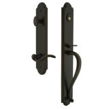 Arc Handleset with Deadbolt and Bellagio Door Lever and Rosette