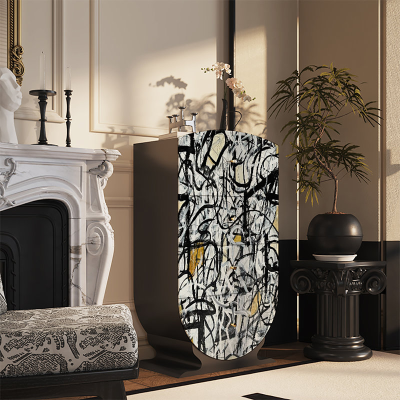 Cabinet français d'art abstrait rétro, Noir