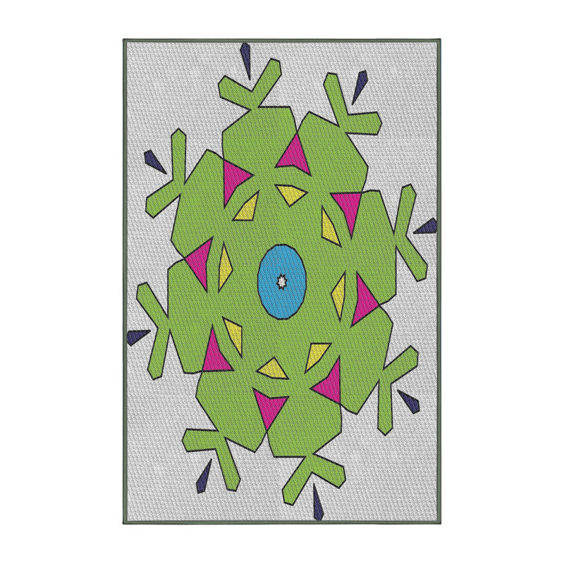 Tapis gris/vert à tisser électrique, Rectangle 7 pi x 9 pi