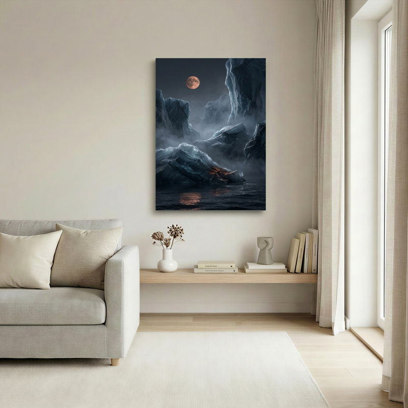 Ensemble de 1 tableau sur toile « Montagnes au clair de lune », 48"H x 32"W, Wrapped Canvas