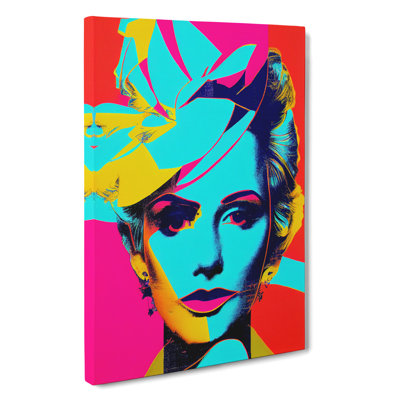 Neon Pop Art Woman - Wrapped Canvas
