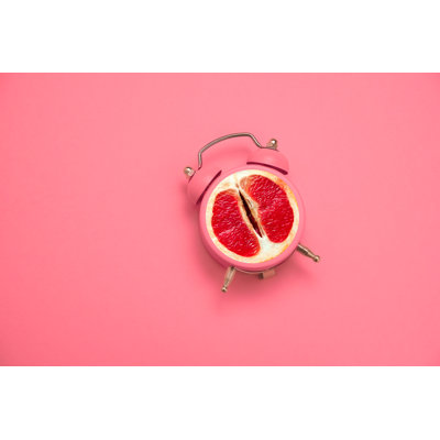 Grapefruit Clock by Dvulikaia - Wrapped Canvas Print