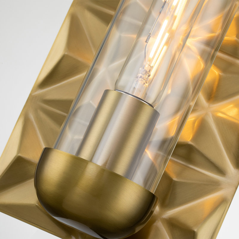Alpha Iron Metal Armed Wall Sconce, Aged Brass