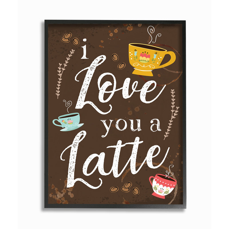 « i love you a latté café tableau noir look », impression, H 14 po x l 11 po x P 1,5 po, Giclée encadrée noir minuit