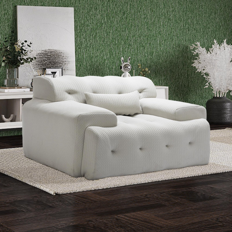 Fauteuil d'appoint surdimensionné et capitonné Kapedes, Polyester beige