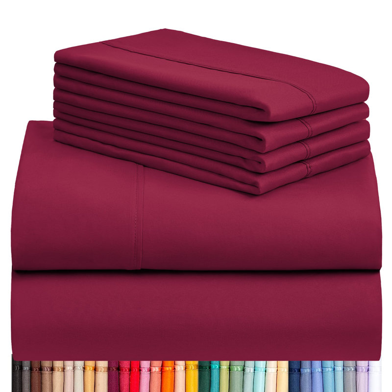 Ensemble de draps 4 pièces Luxclub, Bourgogne, Ensemble de draps pour grand lit avec 2 taies d'or