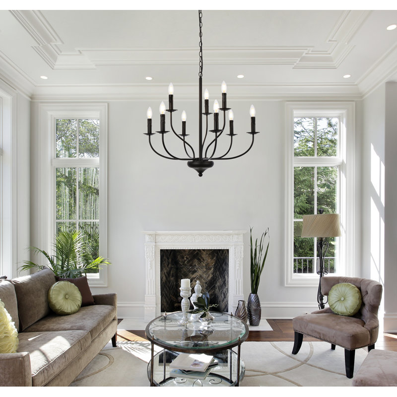 Kirtland Unique Geometric Pendant, 9 Lights, 24.8" H x 28" W x 28" D, Black