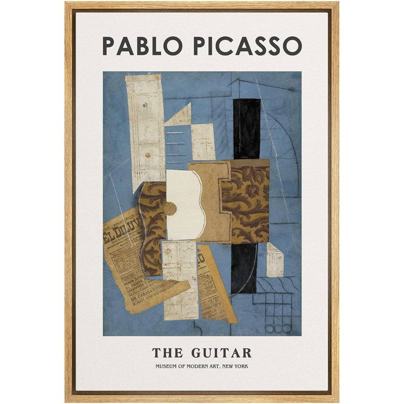Reproduction d'art classique, "La guitare", reproduction sur toile par Pablo Picasso, Naturel, H 36 po x l 24 po x P 1,5 po