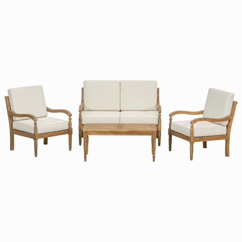 Ensemble de conversation avec canapé et coussins 4 pièces