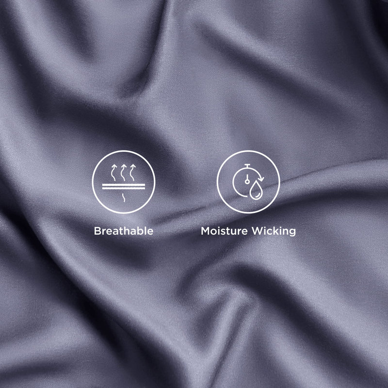 Bedsure Sheet Sets, Cooling Sheets, Rayon Derived from Bamboo, Breathable & Soft, Deep Pocket Up to 16 Inches, Silver Gray