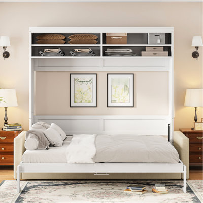 Grand lit blanc avec - Créez de l'espace supplémentaire. Multifonctionnel et pratique. Contreplaqué Rangement disponible. Facile à déployer. L 61 po x l 93 po x H 86 po. Assemblage requis. Matelas non inclus