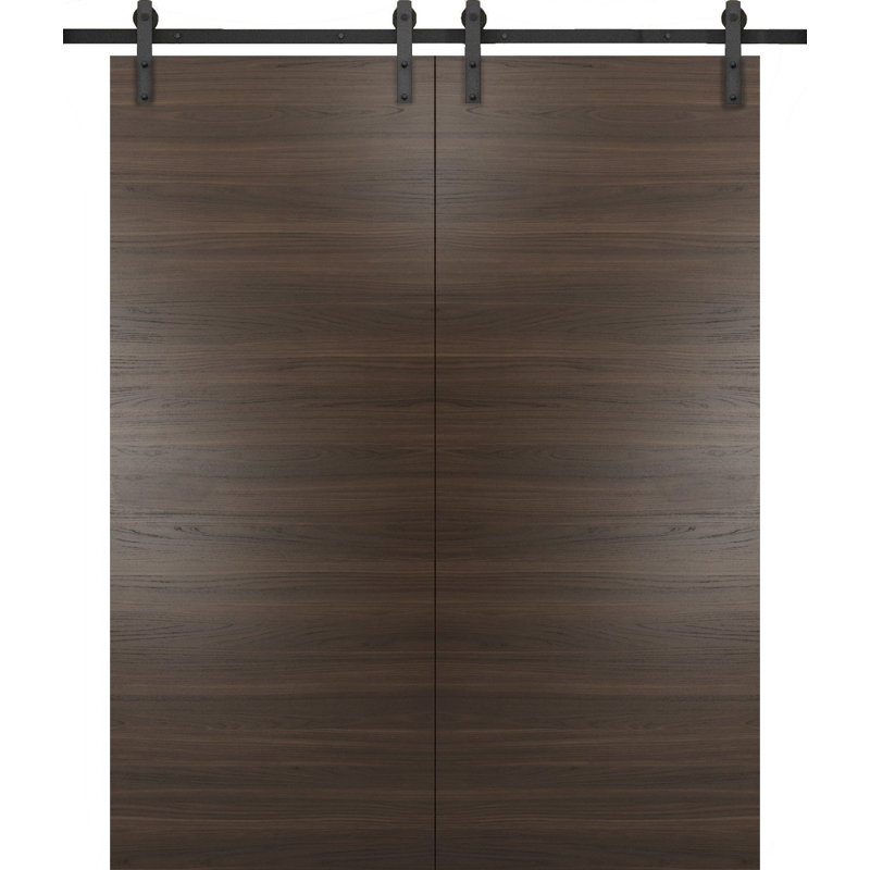 Portes de grange encastrées Planum avec quincaillerie d'installation Planum, 28 po x 80 po, Chocolat