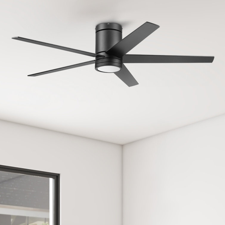52" Graceshire 5 - Blade LED Flush Mount Ceiling Fan with Remote Control and Light Kit Included