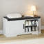 Banc de rangement à 2 niveaux avec siège rembourré, banc à chaussures d'entrée avec tablette réglable et 2 portes pour l'organisation du salon, de la chambre à coucher et du couloir