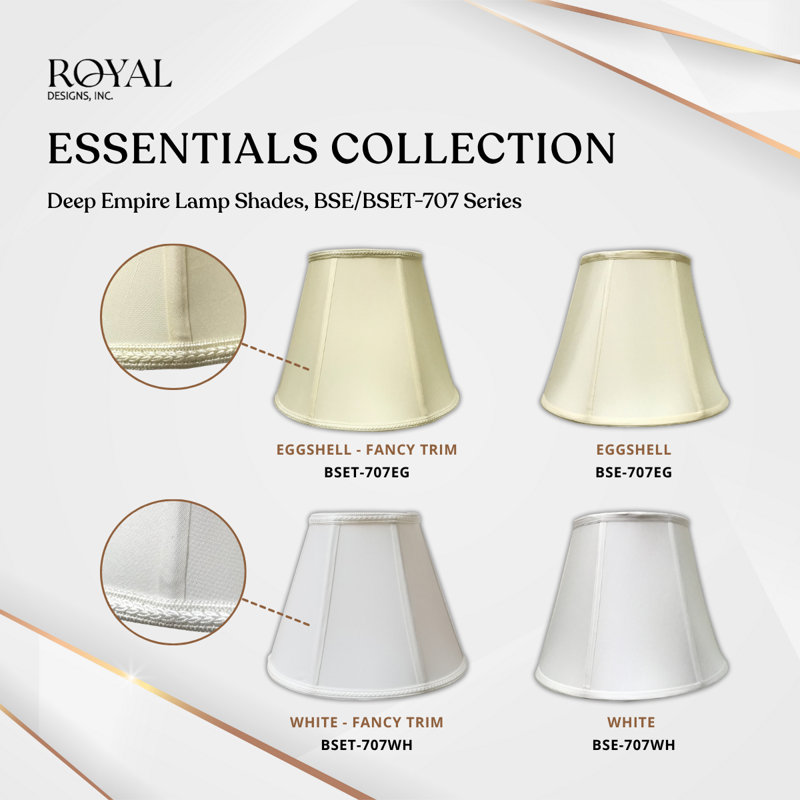 Abat-jour empire Essentials, 8 x 14 x 11, blanc, paquet de 2, Blanc, 11" H x 14" W x 14" D