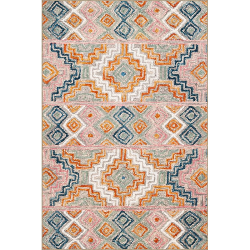Pink Themed Gray Floral Patterned Decorative And Woven Based Washable Carpet, Rectangle 2'4" x 4'