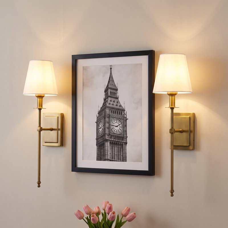1-Light Iron Hardwired Wallchiere, Brushed Gold