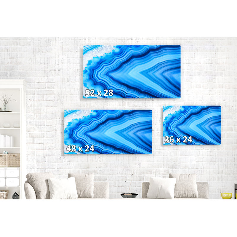 «Tonopah True Blue Agate Natural Stone (Part 2)», reproduction d'art sur toile tendue, H 26 po x l 50 po x P 1,5 po