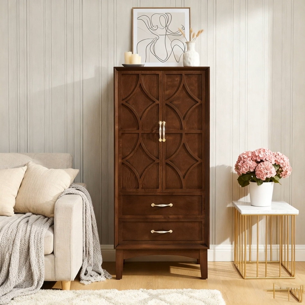 Lark Manor™ Mid Century Modern Tall Kitchen Pantry Storage Cabinet ...