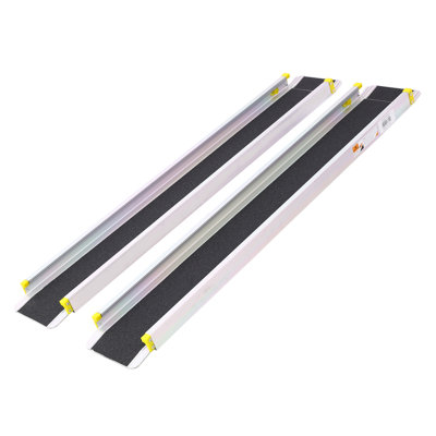 7' Adjustable Aluminum Telescoping Wheelchair Ramps, Silver, Pair